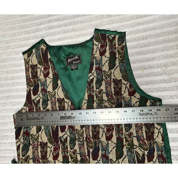 Katch Me West Women's Multicolor Boots Print Western Vest Size XL Button Front - Picture 5 of 7